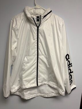 Adidas White Jacket with Black Accents and Sleeve Logo